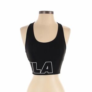 P'tula Black Cropped Logo Sports Tank